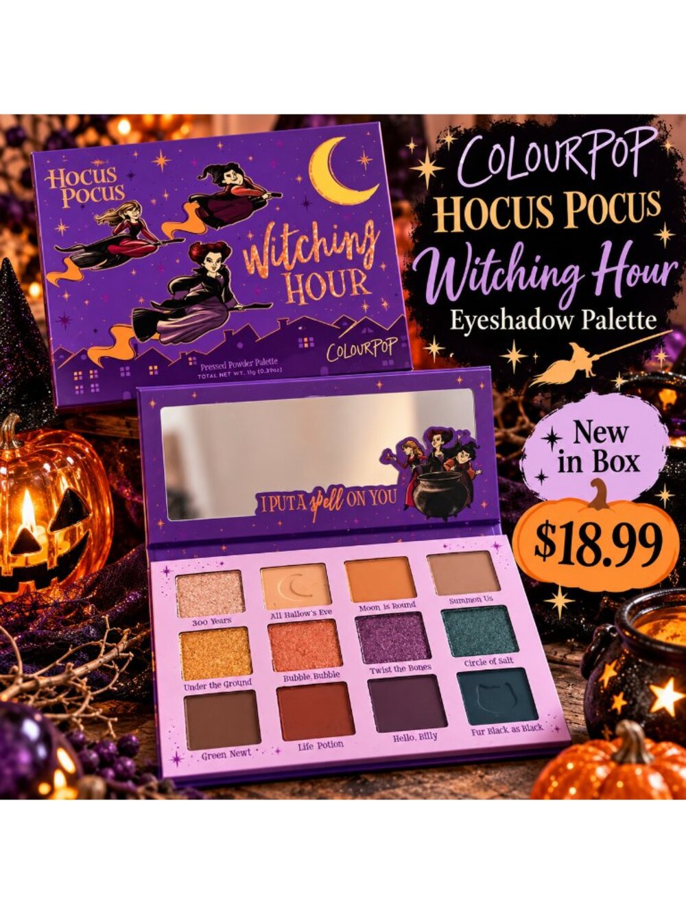 Disney Colourpop Hocus Pocus The Witching Hour Eyeshadow Palette Halloween